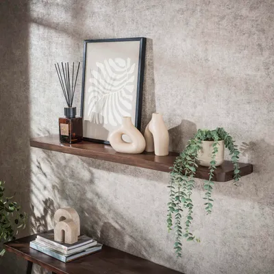 Produktbild von Hoyz Collection – Wandregal Carve 120 cm – Massives Akazienholz Braun