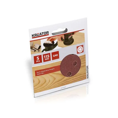 Produktbild von Kreator Exzenterschleifblätter ø 115 mm G40 Holz-Schleifblatt 5 Stück - G40 | ø 115 mm