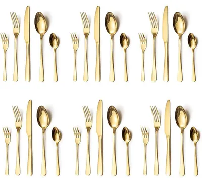 Produktbild von Edelstahl-Besteckset 602-L-Gold-30, 30-teilig, für 6 Personen, goldfarben