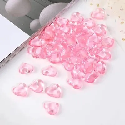 Zdjęcie produktu dla Serduszka diamentowe różowe konfetti dekoracja wesele komunia 100 szt