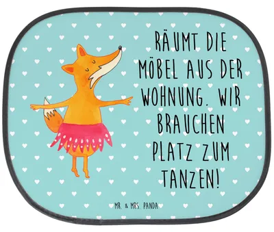 Produktbild von Mr. & Mrs. Panda Sonnenblende Auto Fuchs Ballerina - Türkis Pastell - Geschenk, Geburtstag, Party, Yeah, Sonnenschutz, autosonnenblende, saugnapf, Tanzen