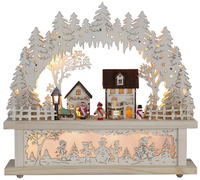 Produktbild von Best Season LED-Fensterleuchter "Village" 15 warm white LED, natur, Holz, Trafo, 270-56