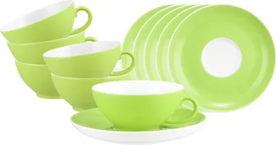 Produktbild von Seltmann Weiden Liberty Pure Colors Teetasse mit Untertasse 6er Set - Lime Green