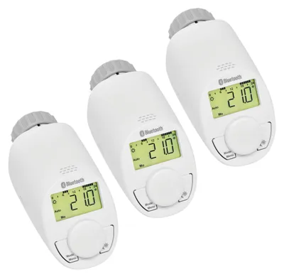 Obrázek produktu pro Termostatická hlavice na radiátor - Elektronická - Bluetooth - Ovládání přes aplikaci - Sada 3 kusů