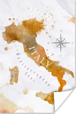 Produktbild von MuchoWow® Poster Weltkarte - Farbe - Italien 20x30 cm - Papierdruck