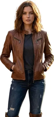 Immagine prodotto di Giacca in pelle marrone da donna, marca Sir Raymond Tailor, modello Rhythm, taglia XXL