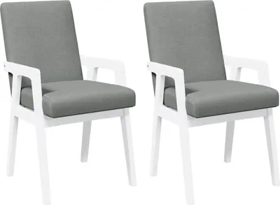 Produktbild von Esszimmerstühle mit Kissen 2 Stk. Weiß Massivholz Gummibaum