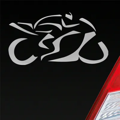 Produktbild von Auto Aufkleber Motorrad Mopped Biker Racing 12x6 cm Silber Sticker Heckscheibenaufkleber