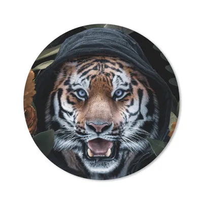 Produktbild von MuchoWow® Mauspad Mousepad Tiger - Kleidung - Blumen 40x40 cm - Mousepads - Maus Mat - Pad - Mausunterlage - Schreibtisch Accessoires