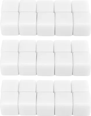 Obrázek produktu pro 30dílná sada kostek (bílá), 16 mm, šestistranné, popisovatelné kostky pro výuku matematiky