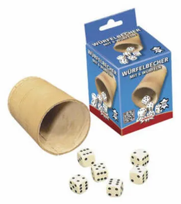 Produktbild von Würfelbecher 8,4 cm mit 6 Würfeln als Spielzubehör