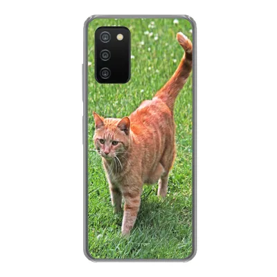 Produktbild von MuchoWow® Handyhülle Schutzhülle Hülle für Samsung Galaxy A03s Katze - Rot - Katze - Mädchen - Kinder - Jungen - Kind Silikon Softcase Handy Hülle - Schutz