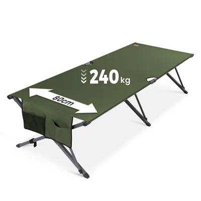Produktbild von HOMECALL XXL Campingbett klappbar – stabiles Feldbett bis 200 kg, faltbares Outdoor- und Gästebett mit Tragetasche, Grün