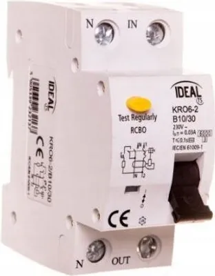 Produktbild von Fehlerstromschutzschalter mit Überstromschutz 2P 10A B 0,3A Kanlux KRO6-2/B10/30-A