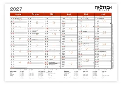 Produktbild von Trötsch Wandtafelplaner A5 2027