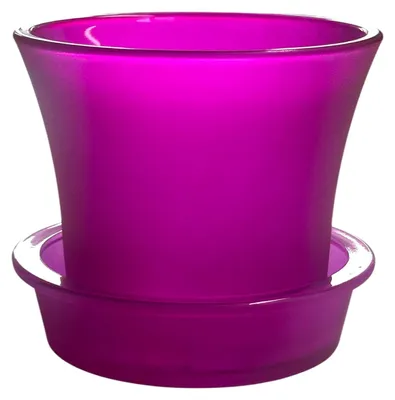 Produktbild von Glas Blumentopf mit Untersetzer 12 cm – Übertopf für Orchideen FUCHSIA