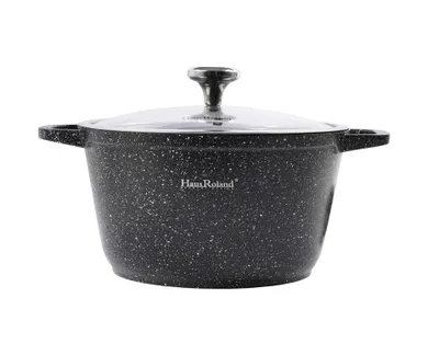 Produktbild von Granit Kochtopf 6L Ø26 cm Antihaft Marmorbeschichtung Induktion Topf mit Glasdeckel