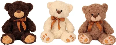 Produktbild von 3 Stück Teddybär mit Schleife 26 cm Braun Creme Dunkelbraun