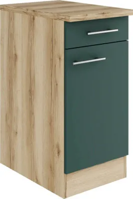 Produktbild von Optifit Unterschrank mit Schublade und Drehtür Savona405 BxTxH 40 x 60 x 84,8 cm grün matt zerlegt Anschlag reversibel KUSA U406-9+