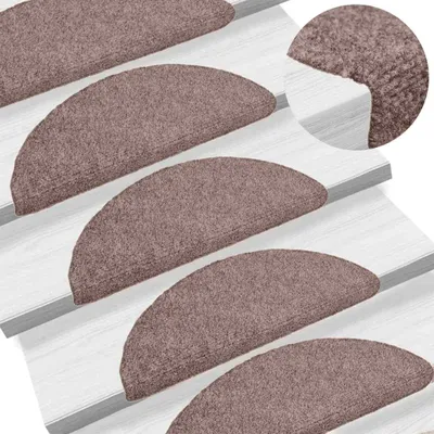 Image de vidaXL Tapis de sol auto-adhésifs 10 pièces 65x21x4 cm brun clair demi-rond Grand