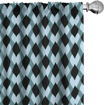 Obrázok produktu pre ABAKUHAUS Geometrické závesy, záclony, surrealistický dekoratívny vzor listov v jemných farbách Moderné expresionistické umenie, 2 kusy 75 x 175 cm, modro-sivá čierna