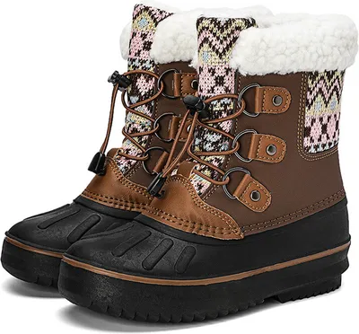 Produktbild von ASKSA Maedchen Winterstiefel Warm Gefuetterte Schneestiefel Wasserdicht Boots Rutschfeste Snow Boot, Braun, Groesse:28