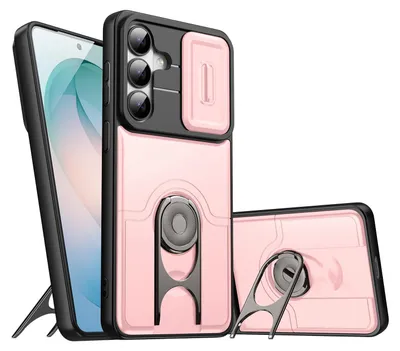 Obrázek produktu pro Pouzdro pro Samsung Galaxy A35 / A55, Posuvným krytem fotoaparátu a kroužkovým stojánkem, nárazuvzdorné ochranné pouzdro Růžový