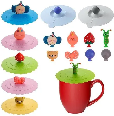 Produktbild von Silikonbecherdeckel - Set von 8 - 10 cm für Trinkgläser