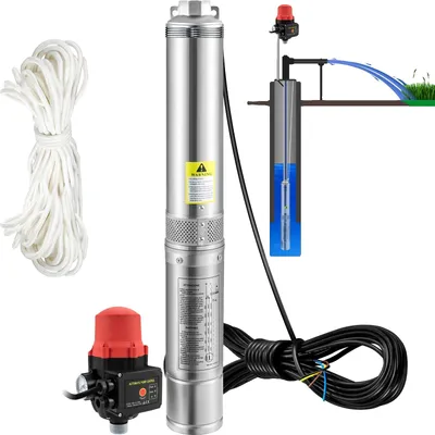 Productafbeelding van VEVOR 3-inch, 550W diepwaterpomp, 3000 liter per uur, zandbestendig tot 5%, met automatische in- en uitschakeling