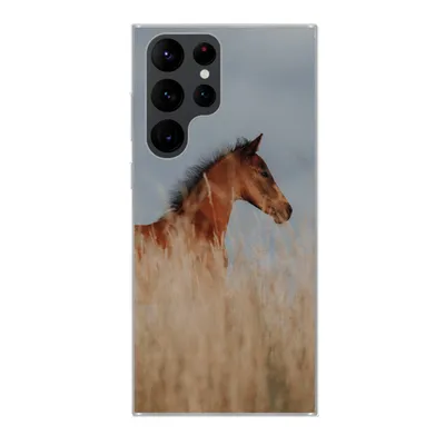 Produktbild von MuchoWow® Handyhülle Schutzhülle Hülle für Samsung Galaxy S22 Ultra Pferd - Luft - Gras Silikon Softcase Handy Hülle - Abbildung