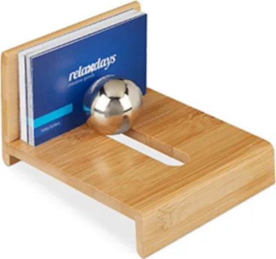 Produktbild von relaxdays Visitenkartenhalter Bambus mit Kugel