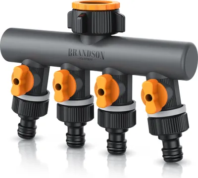 Produktbild von Brandson 4 Wege Verteiler, Gartenschlauch Verteiler, Wasserverteiler, Schlauchverteiler, 3/4 1/2 Zoll, Wasserhahn Schlauch Verteiler für Gartenbewässerung