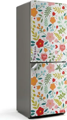 Produktbild von Abstraktes Pflanzenmuster – Kühlschrank Aufkleber – Klebefolie Kühlschrank – Kühlschrank Dekor – Kühlschrankfolie selbstklebend – Küchen Dekoration – 70x190 cm