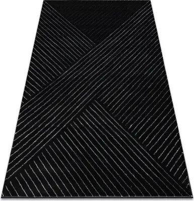 Produktbild von Exklusiv EMERALD Teppich A0084 glamour, stilvoll, Linien, geometrisch schwarz / silber  Schwarz 200x290 cm