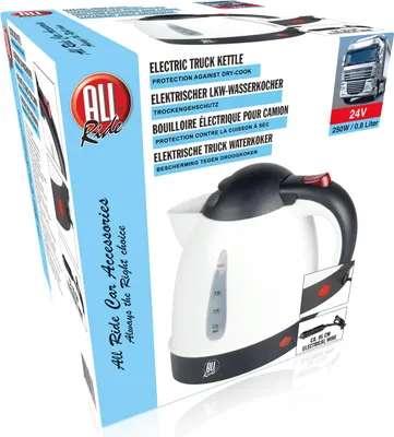 Image de All Ride Bouilloire 24V 0.8L pour voiture, camion, caravane et bateau - Bouilloire Camion Protection thermique et de cuisson à sec - Connexion à l'allume-cigare - Blanc