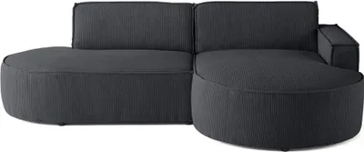 Image de Lisa Design Spiaggia - canapé d'angle droit - forme arrondie - 4 places - en velours côtelé , Gris foncé