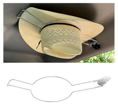 Produktbild von Cowboyhut-Halterung für das Auto, Metall Aufhänger, Ø 21,6 cm Huthalter für das Auto zur Vermeidung von Verformungen (Silber)