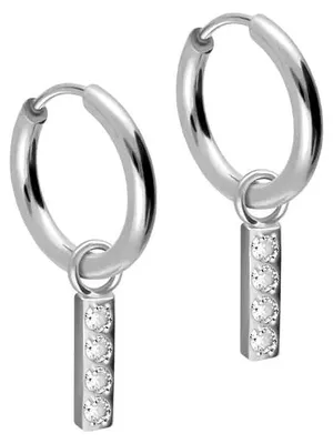 Produktbild von Chirurgenstahl Ohrclicker Creolen KRISTALLBALKEN Silber Innendurchmesser: 10mm + Designstärke: 1,6mm