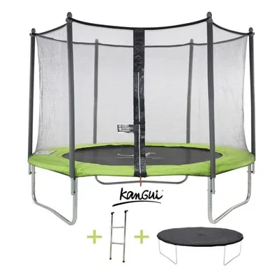 Produktbild von KANGUI TWIN Trampolin Ø 305cm - Grün - mit Sicherheitsnetz, Leiter, Schutzhülle