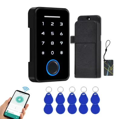 Smart-Kastenschloss, Fingerabdruck, RFID, Tuya, Schwarz