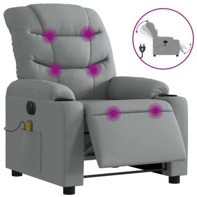 Image de vidaXL Fauteuil de massage électrique Tissu gris clair