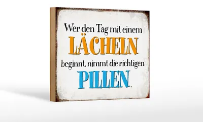 Produktbild von Holzschild Spruch 18x12cm wer den Tag mit einem Lächeln