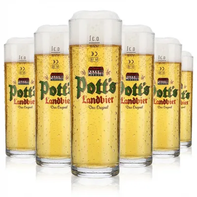 Produktbild von 6x Potts Bier Glas 0,3l Landbierglas Biergläser Stange Glas