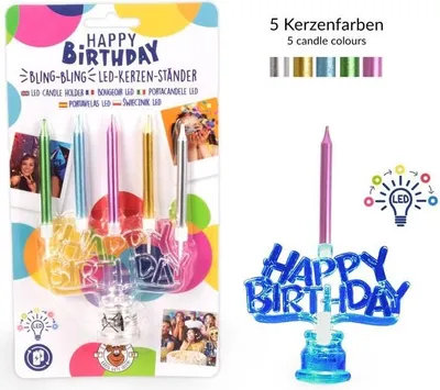 Produktbild von Trendhaus Birthday Fun LED Kerzenhalter inkl. 5 Metallic Kerzen
