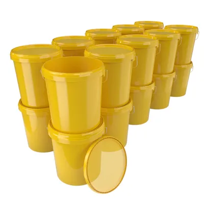 Produktbild von Eimer mit Deckel 16 L | Vorratseimer | Lebensmittelecht Gelb | PP | 20 Stück