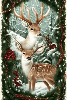 Produktbild von DIAMANTMOSAIK: Rentiere im Weihnachtsdekor. Kreatives Aufklebemotiv, 30X40 CM