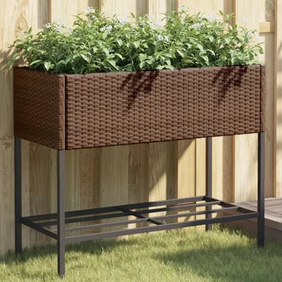 Produktbild von Langlebige Hochbeete mit Ablage 2 Stk. Braun 90x40x75 cm Poly Rattan Pflanzkübel Möbel2711206