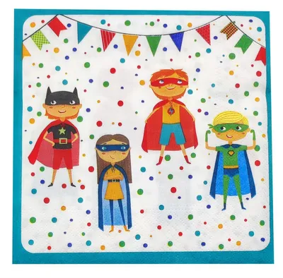 Obrázek produktu pro PAPSTAR 87730 PAPSTAR Motiv-Servietten "Superhero", 330 x 330 mm