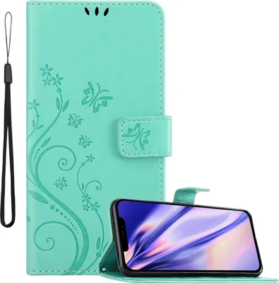 Obrázek produktu pro Cadorabo pouzdro pro Apple iPhone 12 / 12 PRO Protective Case in Turquoise Ochranný kryt na mobil pouzdro Flowers Flower