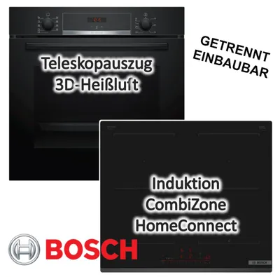 Produktbild von Herdset BOSCH Backofen Schnellaufheizung + Induktionskochfeld QuickStart autark 60 cm
